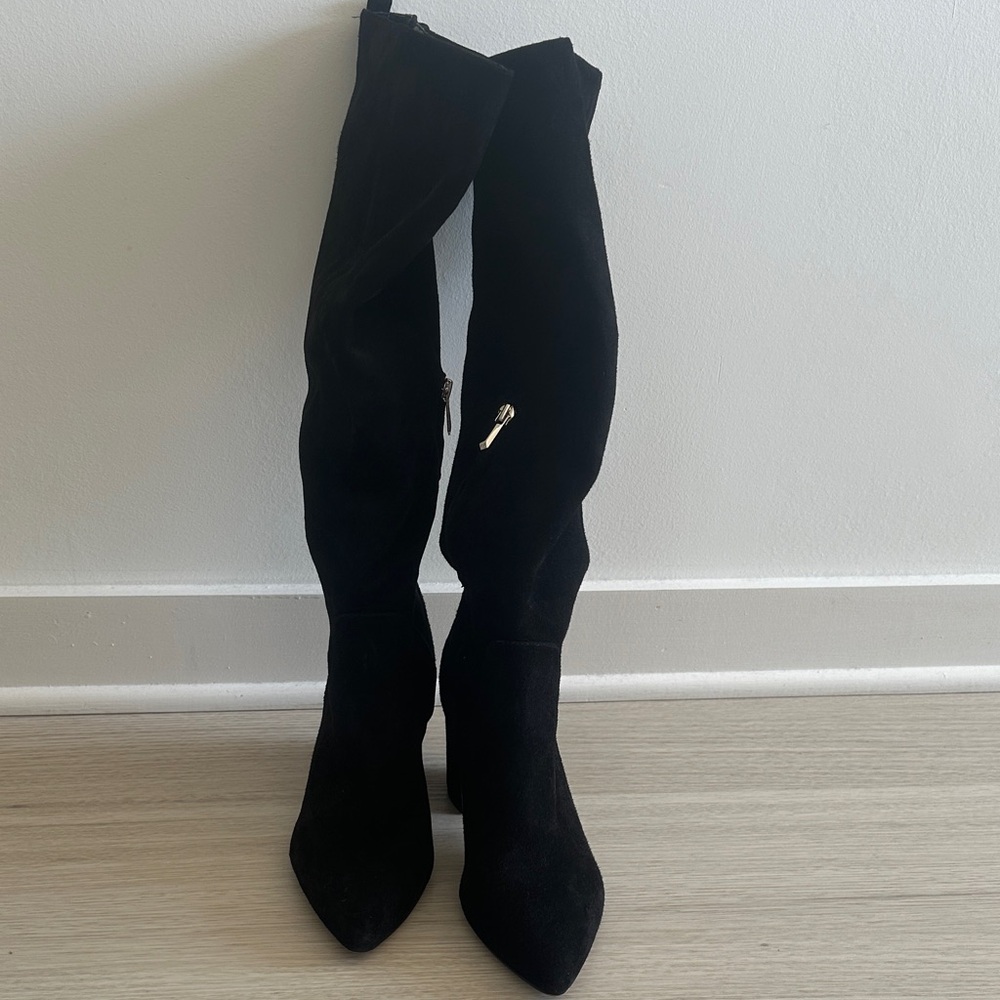 Sam Edelman Black Suede Over the Knee Boots